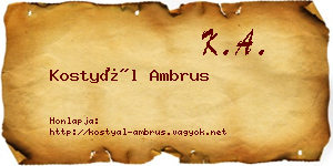 Kostyál Ambrus névjegykártya