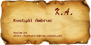 Kostyál Ambrus névjegykártya